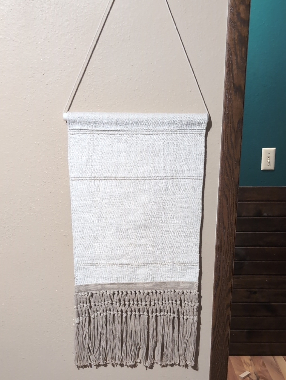 Neutral and Navy Aztec Macramé Wall Hanging - Picture 4 of 4